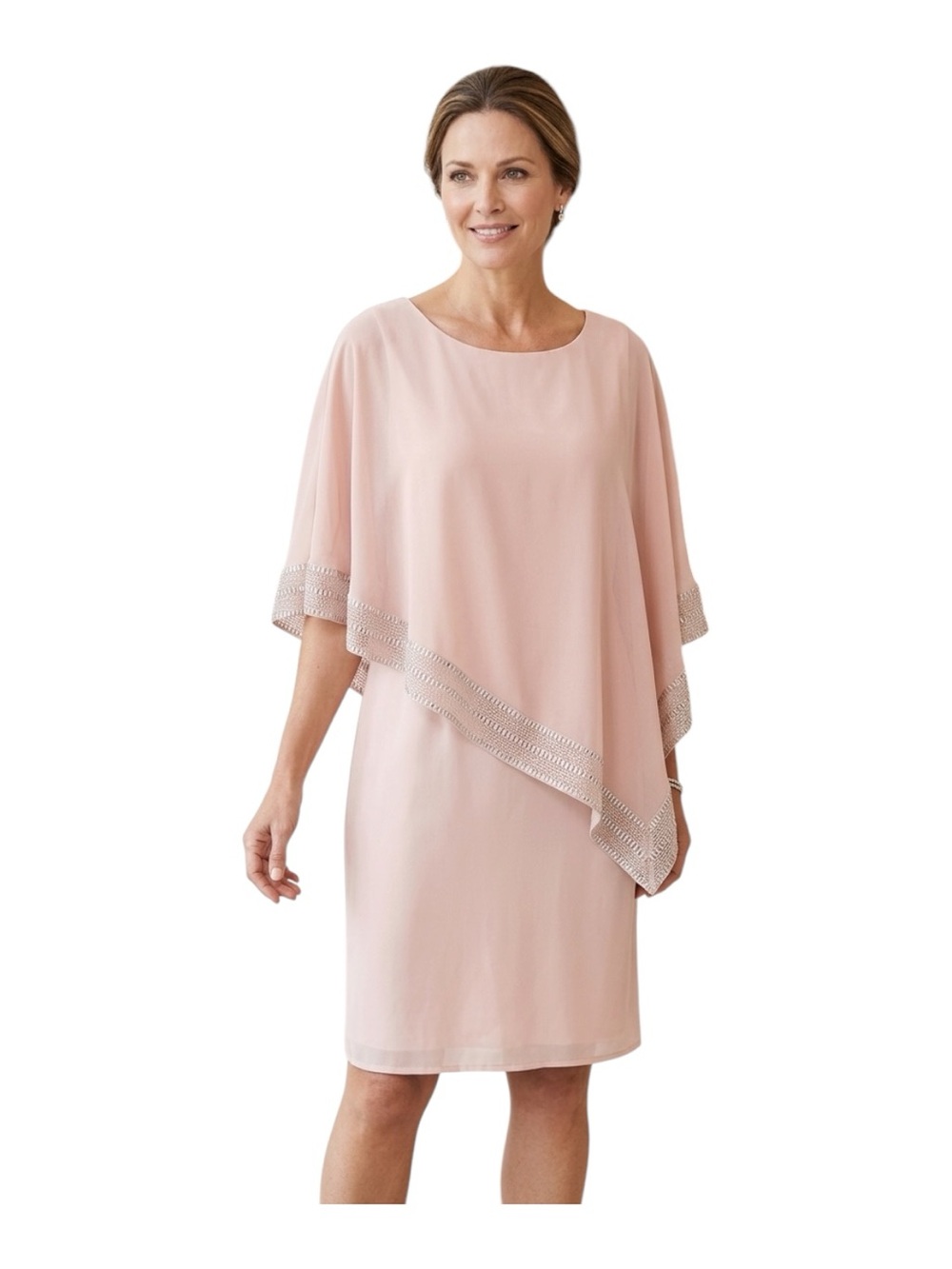 Blush Pink Embellished Overlay Shift Dress XL Size Missing